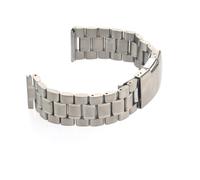 POPETPOP Watch Band with 2pcs Spring Bars with Solid Links 24mm Stainless Steel Silver and Foldover Clasp Sturdy Watch Strap with Push Button Release Straight End Design