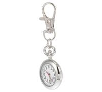 POPETPOP Watch Fob Watch Metal Quartz Watch Keychain Clip On Watch Keyring for Nurses Doctors Chefs Climbers Home Office Outdoor Use Silver
