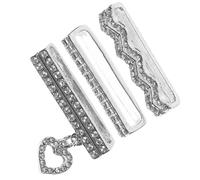POPETPOP Watch Strap Charms Decorative 3pcs Silver Alloy Watchband Ornaments Lightweight with Rhinestone Heart Pendants for Smartwatch Accessory