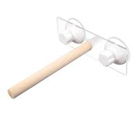 POPETPOP Wear-resistant Fine Workmanship Wooden Bird Perch Stand with Cup Sturdy Wood and Metal Design for Parrots and Birds for Home Decoration