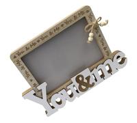 POPETPOP Wedding Wooden Picture Frame with Hollow Carved Design, Standing Tabletop Photo Holder for Wedding Memories, Home Bedroom Decor, Engraved You Me Anniversary Frame