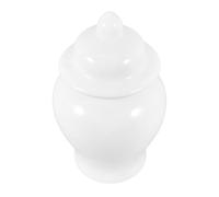 POPETPOP White Ceramic Decorative Jar with Lid for Office and Hotel Use Stylish and Refined Storage Container Suitable as Cookie Jar for Kitchen Counter and Living Spaces