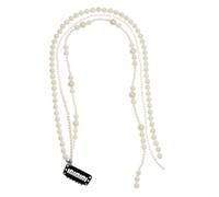 POPETPOP White Pearl Hair Chain Chic Dressing up Feature, Easy to Put on Hair Accessories for Women Bridesmaids, for Bridal and Photo Taking Occasions