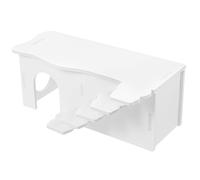 POPETPOP White Pvc Hamster Cage with Ladder and Two-room Design, Safe to Play and Guinea Pig Sleeping House for Small Pets, for Sleep and Pet Entertainment Platform
