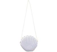 POPETPOP White Shell Shaped Crossbody Pouch for Ladies, Large Capacity Waterproof Pu Material Fashionable Chain Shoulder Bag, for Beaches and Islands