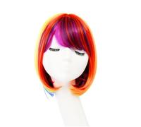 POPETPOP Wig for Halloween Short High Rainbow for Temperature Women Bob Synthetic Fiber Practical and Portable Accessory Christmas Cosplay Suitable