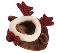 POPETPOP Winter Hamster House Small Pet Nest Flannel Pp Cotton Cozy Cave for Rabbit Guinea Pig Deer Shape Bed