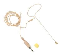 POPETPOP Wireless Headset Microphone for Public Speaking and Live Performance in Khaki with 3.5mm Plug Easy to Transport Metal and Sponge Head Mic for Audio Recording