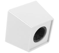 POPETPOP Wireless Interview Microphone Logo Cover Cube-shaped Mic Flag Station, White Trapezoid Microphone Protector for Journalists and Conference Use