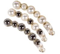 POPETPOP Women Hair Styling Tool Pearl Banana Clips 3pcs Plastic Ponytail Holders for Daily Use