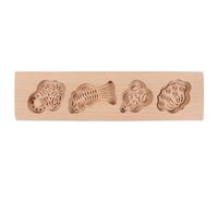 POPETPOP Wooden Baking Mold Moon Cake Mold Cookie 4-Hole Basket Small Fish Design DIY Kitchen Gadget for Homemade Mooncakes and Pumpkin Pies