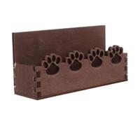 POPETPOP Wooden Cat Paw Business Card Holder Box for Desk Display | Coffee Solid Wood, Rustic Cute Grain Finish, Compact Retrieval Stand for Conference Tables and Events