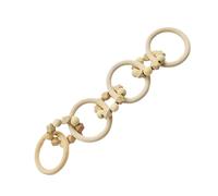 POPETPOP Wooden Chain Link Decor Rustic Farmhouse Style Minimalist Wooden Handicraft with Octagonal Beads for Living Room Table Decoration and Fireplace Accent, Natural Wood Color