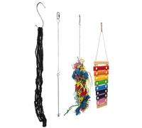 POPETPOP Wooden Chicken 4pcs Hanging Foraging Chew for Coop Pet Cage Enrichment Rooster and Hen Suspended Bird Chew Playthings