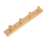 POPETPOP Wooden Coat Hook Wall Mount Hat Hanger, 4 Rods, Rubber Wood, Khaki, Strong Bearing Capacity, for Home and Study Rooms