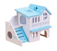 POPETPOP Wooden Double-Storey Hamster Villa with Maze and Nest for Pet Activity and Shelter