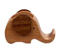 POPETPOP Wooden Elephant Desktop Phone Bracket and Pen Holder, Lightweight Creative Cell Phone Stand for Office and School, Holds Smartphones and Tablets, Khaki Colour,