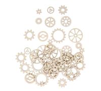 POPETPOP Wooden Gear Cutouts Made of Beige Wood 100pcs for Crafts Creativity and Develop Logical Thinking for Craft Projects and Present for Friends