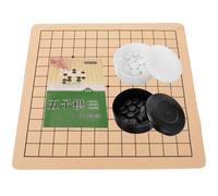 POPETPOP Wooden Go Chess Set for and Adults Portable Black and White Go Board with Faux Jade Stones and Leather Case for Beginners and Students Random Style