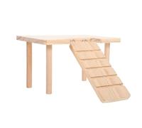POPETPOP Wooden Guinea Pig Ramp and Hamster Platform for Pet Exercises, Bite-resistant Wood Material with Khaki Colour, Developing Balance and Coordination for Small Animals