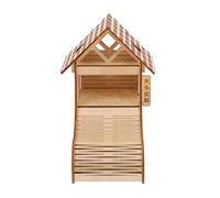 POPETPOP Wooden Hamster House and Play Platform with Hideout, Natural Pet Wood Cage and Shelter for Small Animals, Suitable for Hamsters and Gerbils Indoor Use