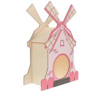 POPETPOP Wooden Hamster House Cage Rat House Decorative Hamster Hideout for Small Pets Suitable for Rest Sleep Play Wear-resistant Pink Wooden Hideout