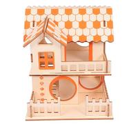 POPETPOP Wooden Hamster House Hideout with Double Layer Design, Safe and Comfortable Resting Nest for Small Animals, Play Toy for Hamster Sleep and Climbing Activities