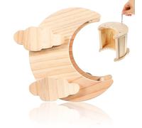 POPETPOP Wooden Hamster House Moon Shaped Hideaway for Small Animals Including Rats and Guinea Pigs Indoor Resting Spot