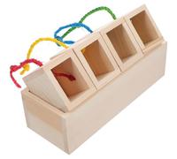 POPETPOP Wooden Hamster Puzzle Feeder and Small Animal Foraging 8.3In X 3.1In X 2.6In for Mental Enrichment and Small Pet Exercise