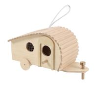 POPETPOP Wooden Hanging Bird Nesting Box for Small Birds, Outdoor Garden Birdhouse with Sleeping Nest, Decorative Pet Supply for Backyard Wildlife and Gardening