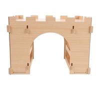 POPETPOP Wooden Hay Feeder for Rabbits and Small Animals, Multi-Functional Standing Hay Dispenser with Hideout House for Guinea Pigs, Hamsters, and Chinchillas