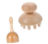 POPETPOP Wooden Household Drainage Massager Cup-Shaped Massage Tool 2pcs Set for Lymphatic Detox, Meridian, and Body Relaxation at Home