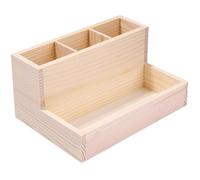 POPETPOP Wooden Makeup Organizer Box with Lid, Multi-compartment Solid Wood Cosmetic Storage Case for Desktop, Jewelry and Ring Storage, Retro Style Cosmetic Display Box for Dressing Table