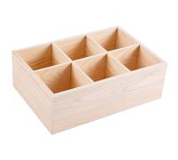 POPETPOP Wooden Multi-slots Crayon Organizer Box 6 Compartments for Pencil, Marker, and Paint Brush Storage, Desktop Supply Organizer for Office and Art Craft Use