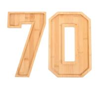 POPETPOP Wooden Number 7 and 0 Multi-Functional Serving Trays Set, Brown Cake and Charcuterie Platters for Kitchen and Bedroom Use, Sturdy Not Deform Wood Trays for Parties and Entertaining