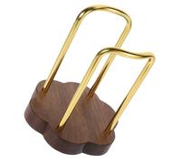 POPETPOP Wooden Paper Cup Dispenser with Aluminum Base, Disposable Paper Cup Holder and Lid Organizer, Stylish Coffee Bar Counter Storage Rack for Office and Bar Counter Use