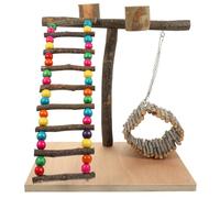 POPETPOP Wooden Parrot Perch Stand for Training and Interactive Play, Sturdy Chew Bird Playground Suitable for Desktop Decoration, for Parrots and Pet Birds