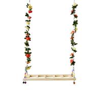 POPETPOP Wooden Parrot Swing Safe for Birds for Pet Birds with Stainless Steel Stand to Play Improves Health Suitable for Indian Ringneck Parrots