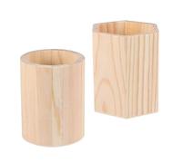 POPETPOP Wooden Pen Holders 2Pcs Pine Hexagonal and Pencil Storage Containers Solid Wood Desk Organizers for Study and Office