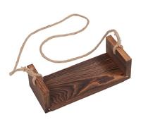 POPETPOP Wooden Photoshoot Swing Chair for Newborns, Coffee Color Solid Wood Photo Prop with Macrame Rope, Vintage Style Swinging Seat for Photography and Doll Playset