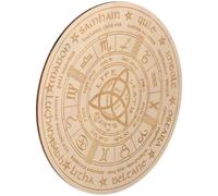 POPETPOP Wooden Psychic Board round Altar Plate Ornament with Star Carving, Home Altar Decor for Ritual Ceremony, Spiritual Wooden Ritual Ornament for Pagan and Wiccan Use