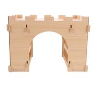 POPETPOP Wooden Rabbit Hay Feeder with Hideout and Hanging Hay Holder for Guinea Pigs, Hamsters Small Animals, Indoor Pet Feeding Station for Home Use