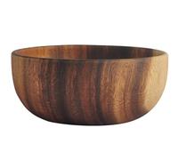POPETPOP Wooden Salad Bowl Made from Sturdy Brown Acacia Wood, Sturdy and Not Easy to Break, for Serving Deep Soup, Fruits, and Salads at Home Or Outdoor Picnics