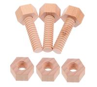 POPETPOP Wooden Screw and Nut Building Toys for Toddlers, Fine Motor Skills Development, Hexagonal Small Craft Screws, Educational Construction Set for Preschool Kids, 3pcs Set
