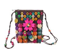 POPETPOP Woven Coconut Shell Shoulder Bag for Women Ethnic Style Crossbody Purse Small Handbag Boho Woven Bag Suitable for Daily Use
