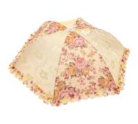 POPETPOP Yellow Folding Food Cover Net Made of Polyester and Steel Wires, Multi-Function Round Dish Cover Convenient Take Design, for Kitchen and Family Use to Protect Food from Dust