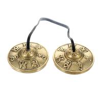 POPETPOP Yoga Meditation Copper Cymbals Mini Handcrafted Tibetan Bell with Six-syllable Chant Pattern, Small Brass Cymbal for Spiritual Music and Yoga Practice in Meditation Sessions