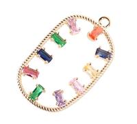 POPETPOP Zircon Pendant Necklace and Custom Necklace Creations for Women Oval Shape Colourful Alloy Pendant with Zircon Stones, for DIY Jewellery Making