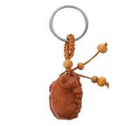 POPETPOP Zodiac Ox Key Chain Peach Wood Chinese Style Multi-function Hanging Ornament Lovely Cartoon Design for Car Keys Holiday with Workmanship