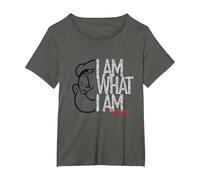 Popeye I AM What I AM Signature Phrase T-Shirt, Women's Plus, Asphalt Grey, 5X
